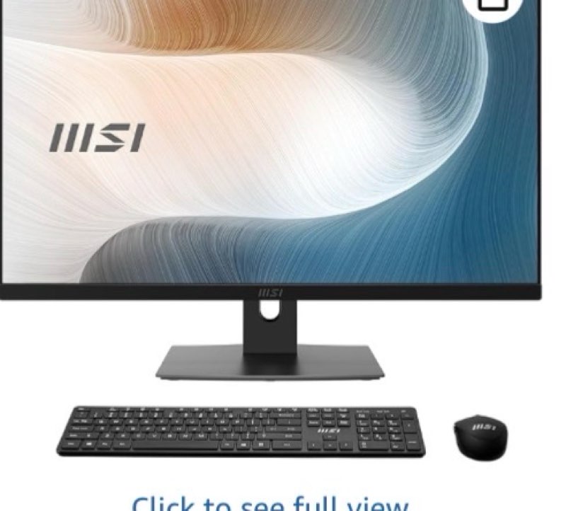 MSI Modern AM272P AIO Desktop: 27" FHD, Intel Core 5-120U, 16GB Memory, 1TB M.2 NVMe SSD, WiFi 6E, BT 5.3, Windows 11 Home: Black 1M-822US