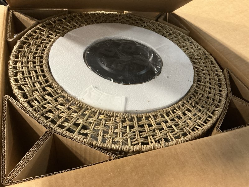 Condition photo showing Good Condition for DDLLDESHI Boho Caged Ceiling Fan with Light 20", Handmade Hidden Enclosed Kitchen Rattan Ceiling Fan with Timer Remote, Flush Mount Fandelier Ceiling Fan with Lights for Bedroom