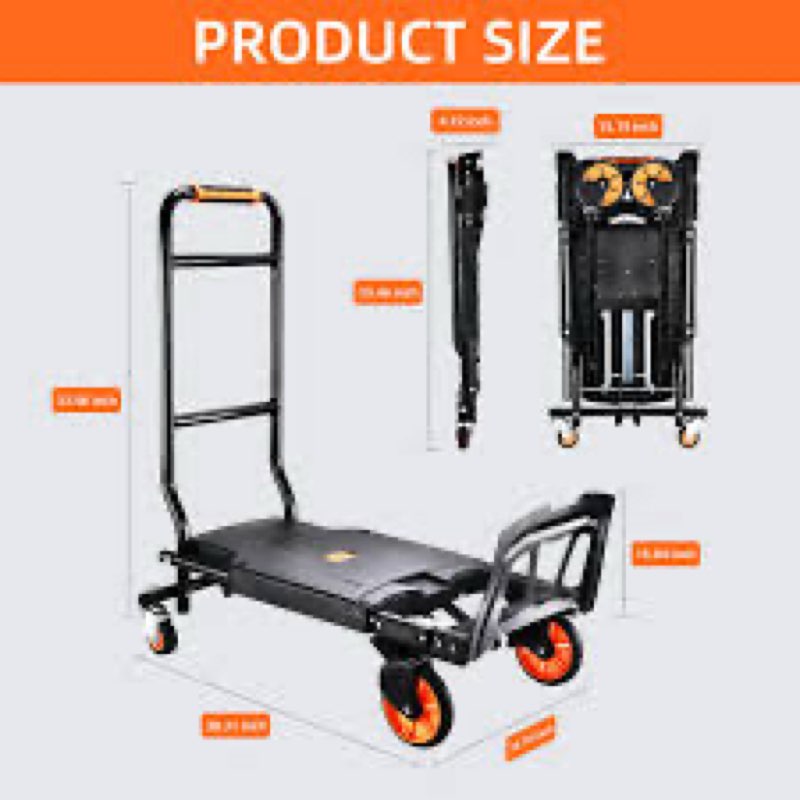 Folding Hand Truck?500lbs Capacity Heavy Duty Carrying Hand Cart?Ironton Steel Hand Truck with 4 Rot
