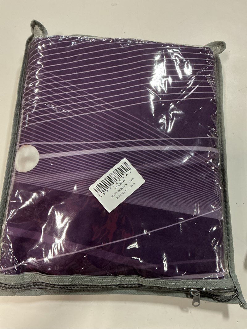 Condition photo showing New/Like New for jejeloiu purple darkening drapes kids ombre strip lines curtains for bedroom living room gradient style pearl blackout curtains for women men lightweight abstract window treatments multi 25 38"w x 45"l (pack of 2)