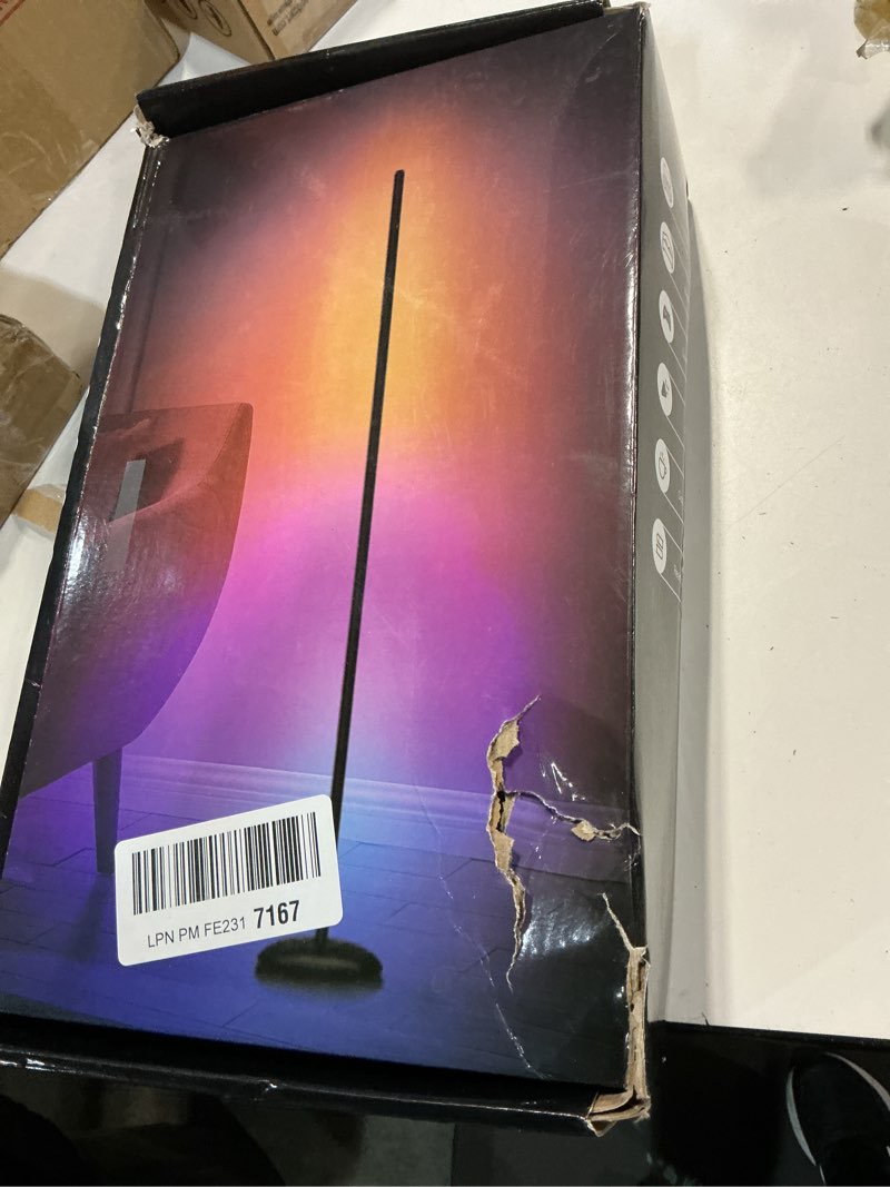 Condition photo showing As Is for Vexinat Corner Floor Lamp, Smart RGB LED Corner Lamp with App & Remote, Modern Floor Lamp with 16 Million Colors, Music Sync, Scene Modes, Color Changing Standing Lamps for Living Room, Bedroom 1_Pack