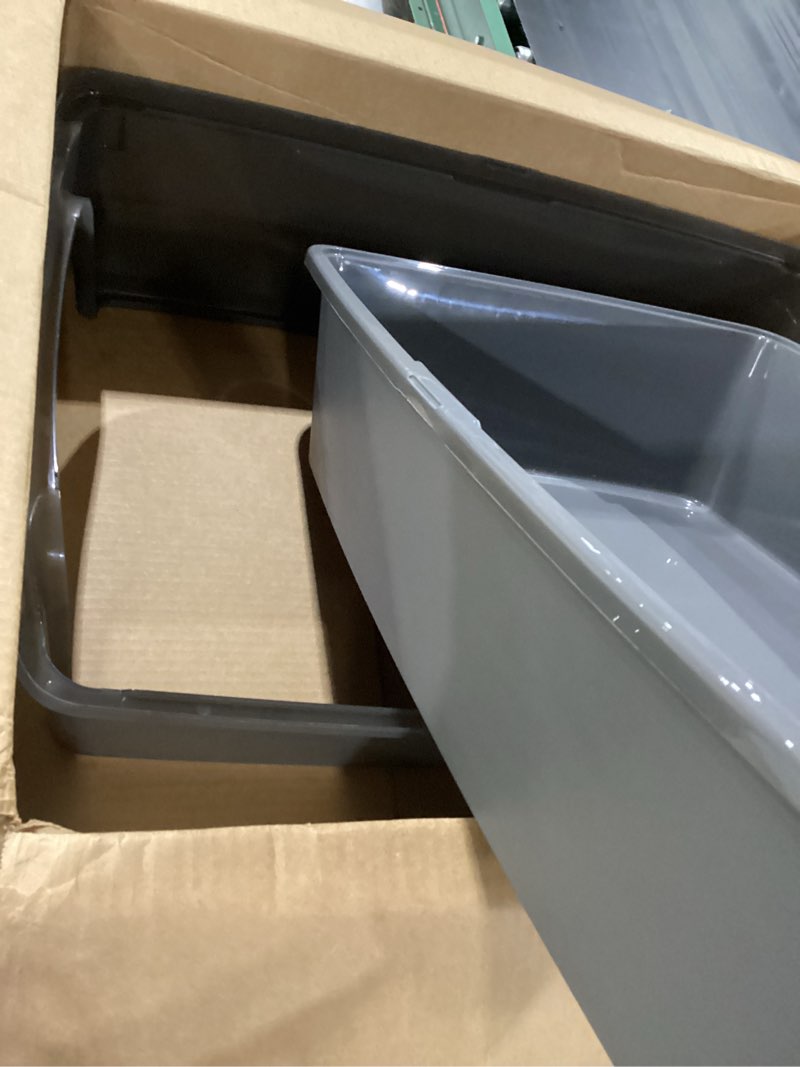 Condition photo showing Good Condition for iris usa xx-large open top cat litter box with high sided walls tall scatter shield scoop included easy clean plastic pan for big cats kittens multi-cat households 30" l x 20" w x 14" h gray xxl smoke