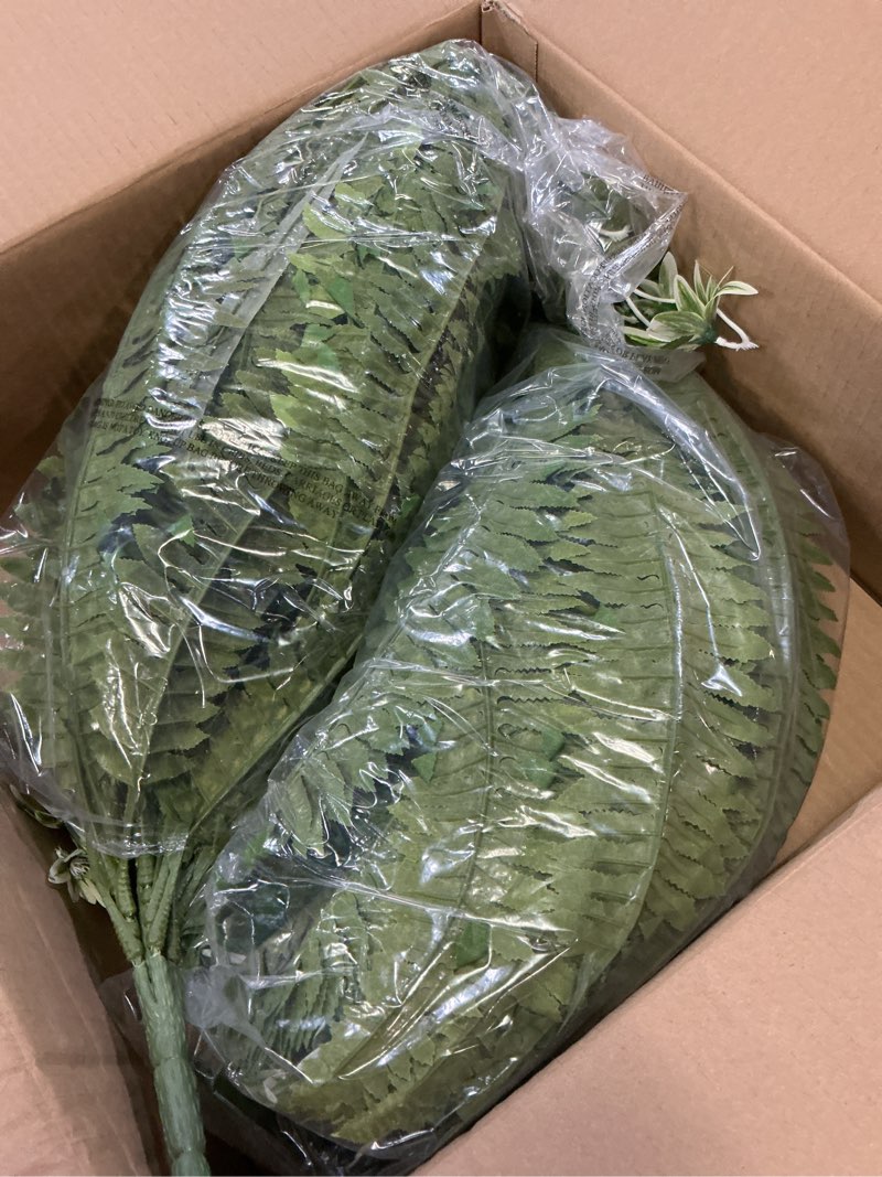 Condition photo showing Good Condition for livole 2 pcs 48" large fake ferns with spider plant, artificial ferns for outdoors large faux boston fern with 110 branches realistic uv resistant for planter indoor home garden porch hanging decor 48"-110 branches-2 pcs