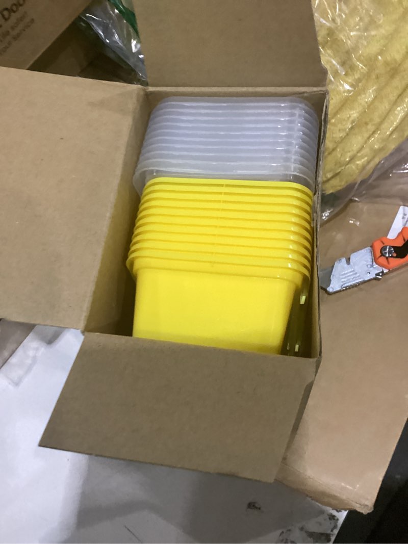 Condition photo showing Good Condition for hushee 10 pack 17 oz small meal prep containers with 3 compartments snack containers with lid disposable plastic bento box travel lunch food boxes stackable for office picnic (yellow) yellow 10