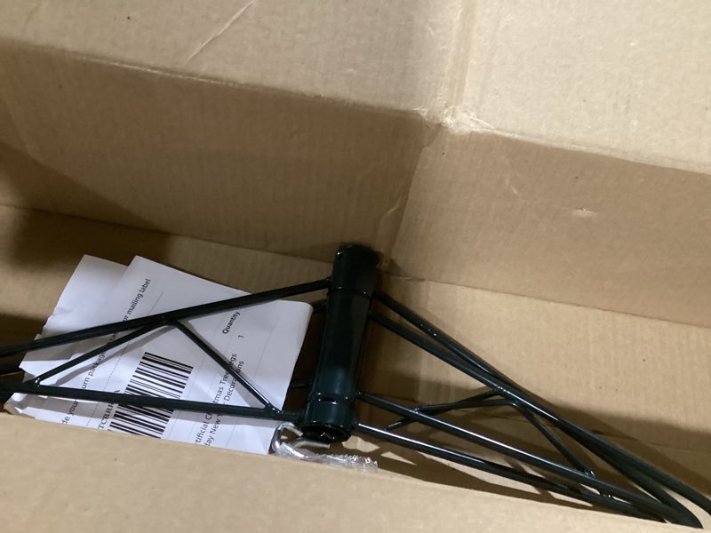 Condition photo showing As Is for Barydat Christmas Tree Stands Metal Folding Artificial Christmas Tree Legs Replacement Holder Base for Xmas Winter Holiday New Year Decorations (dark Green, 18 Inch) Dark Green 18 Inch