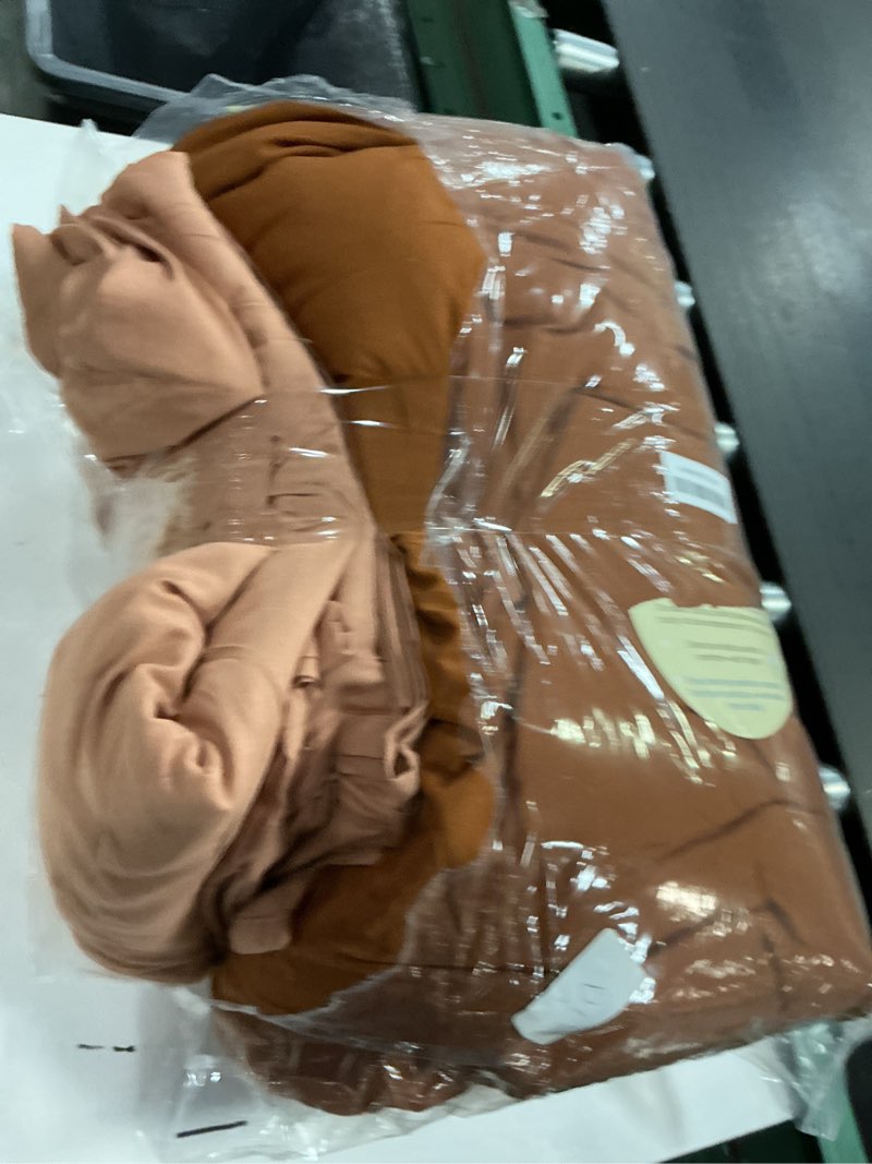 Condition photo showing As Is for WRENSONGE Queen Comforter Set- 7 Pieces Terracotta Bed in a Bag Queen with Fitted Sheet, Flat Sheet, 2 Shams, and 2 Pillowcases- Warm Bedding Sets for All Season Terracotta Queen(90"*90")