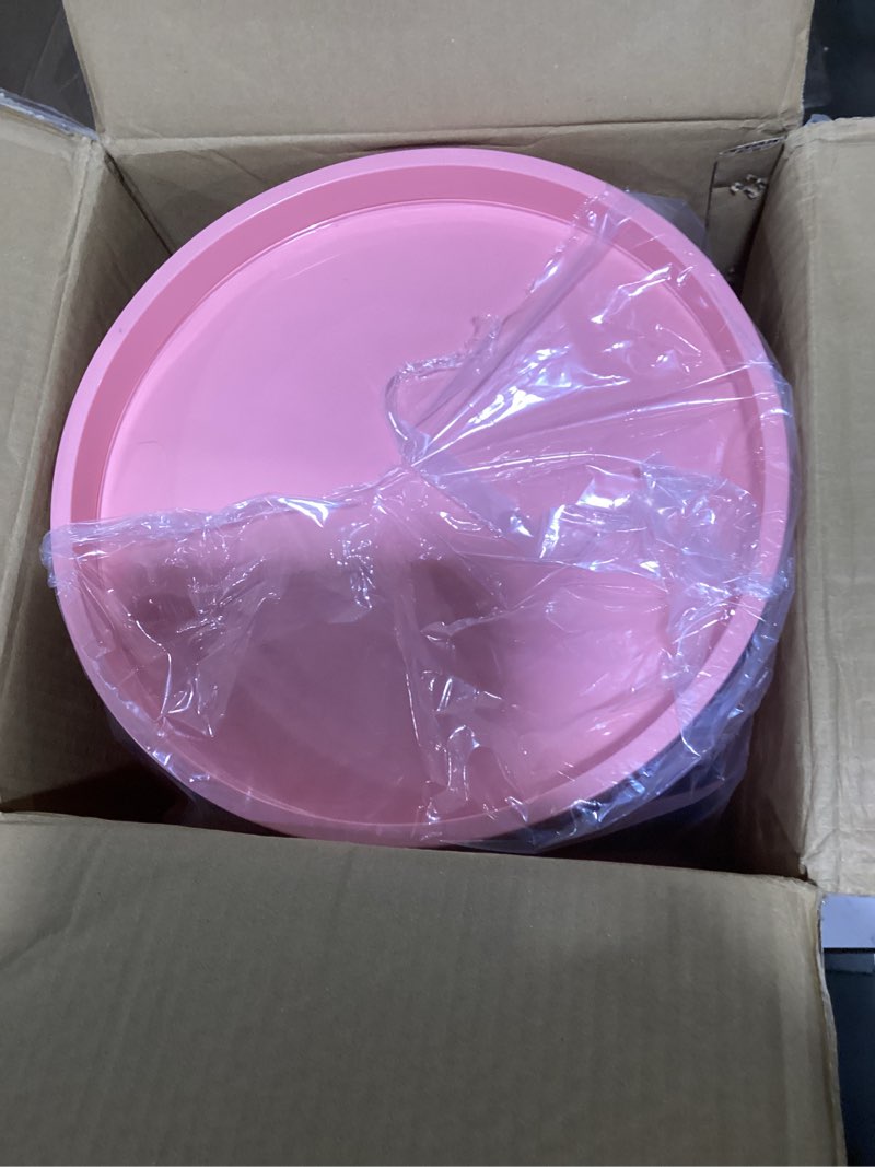 Condition photo showing Good Condition for bxuxjar 3 tier round nightstand with drawers, pink round side table small plastic storage end table suitable for bedroom, living room, bathroom round pink