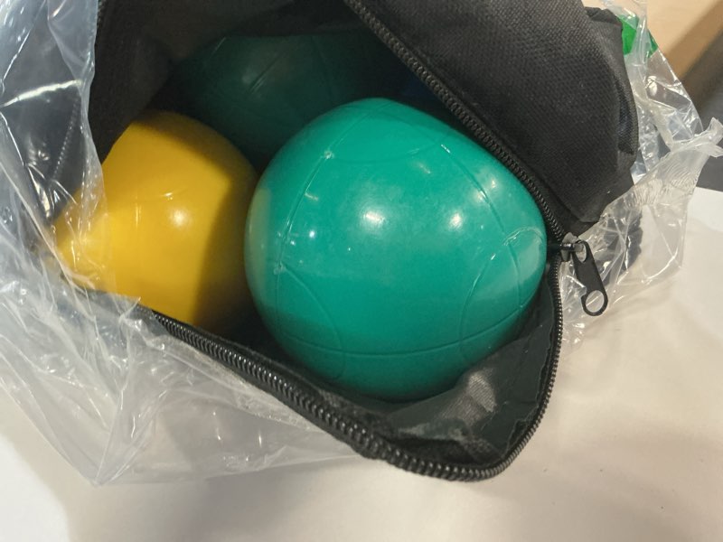 Condition photo showing Good Condition for ropoda 100mm bocce ball set, lighter bocce ball for beginners with 8 balls, pallino, case and measuring rope for backyard/beach/lawn, composite plastic for kids teens beginners