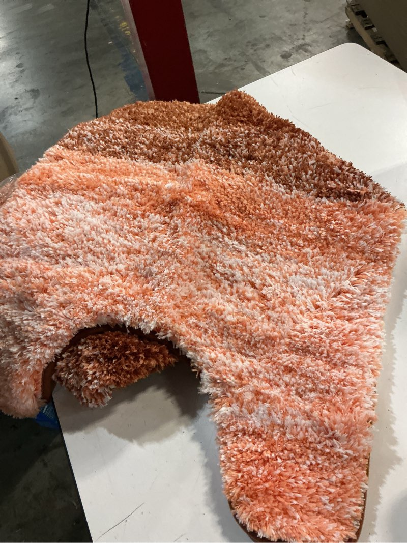 Condition photo showing Good Condition for olanly bathroom rug set 2 piece, soft absorbent microfiber bath mats and u-shaped contour toilet rug, non-slip, machine wash dry, plush shaggy bath mats for bathroom (30"x20"+24"x20", orange) 30" x 20" + u24" x 20" orange