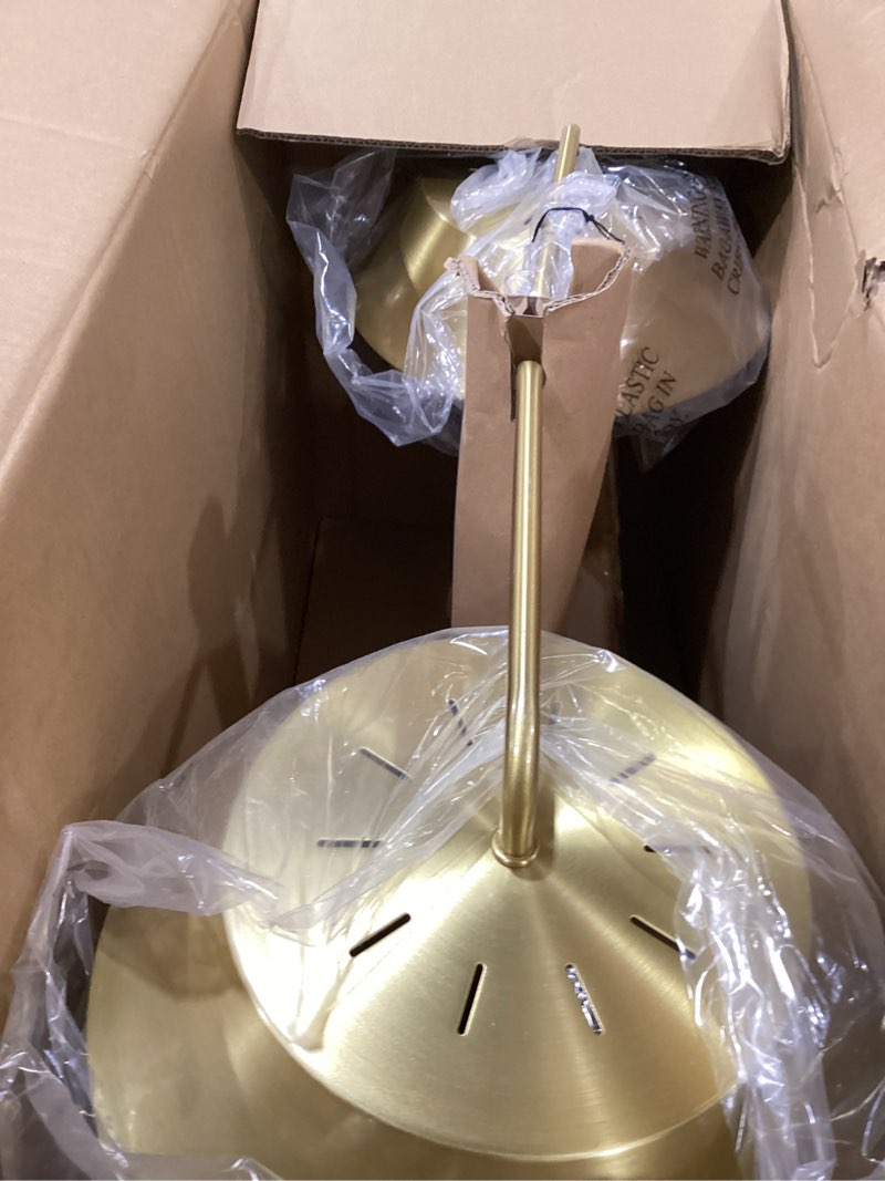 Condition photo showing As Is for brass double-shaded table lamp - hearth & hand™ with magnolia