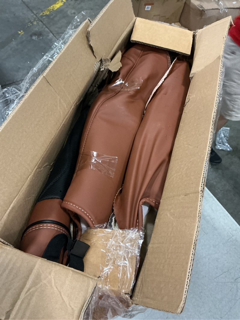 Condition photo showing As Is for car seat covers full set, leather seat covers for cars, breathable seat cover, suitable for suv/truck/sedan/automotive (brown, 5 piece) 5 piece brown