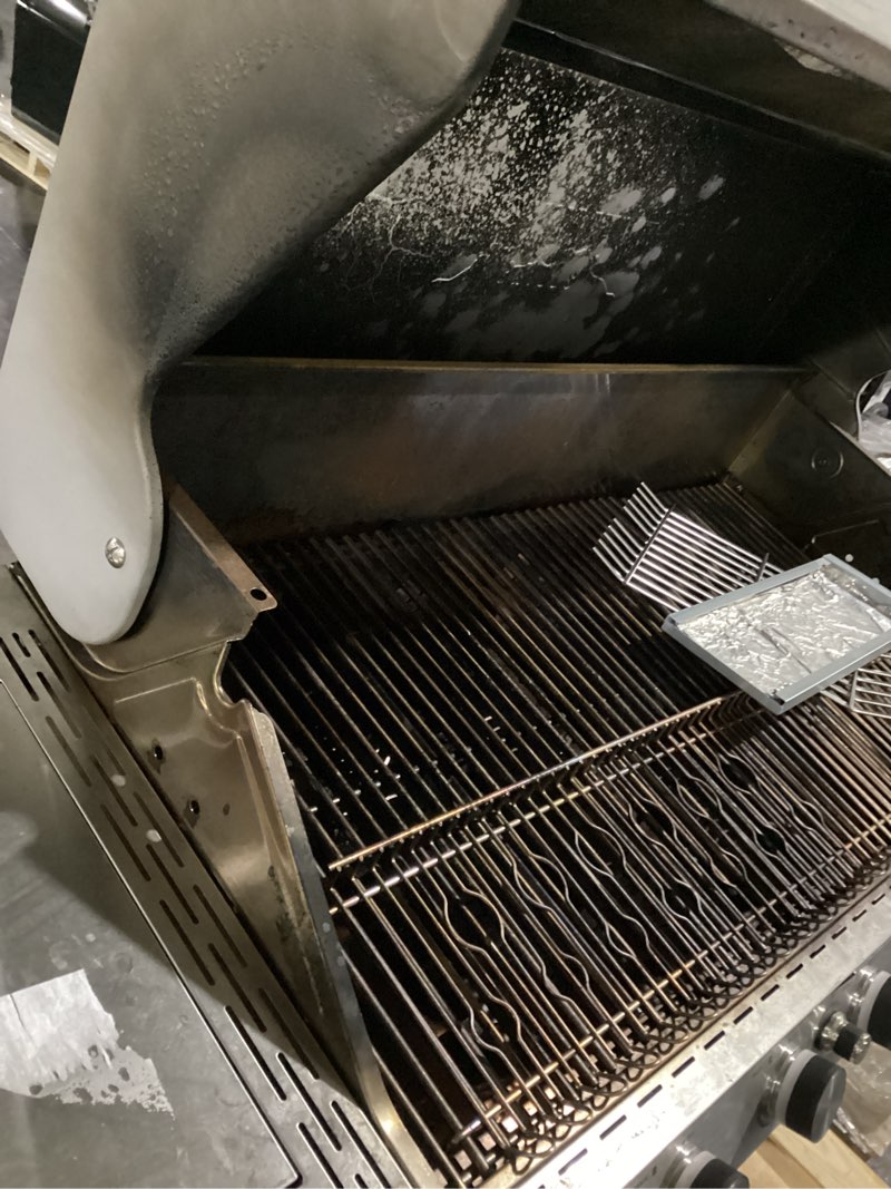 Condition photo showing As Is for used monument denali 610 stainless steel 6 -burner infrared liquid propane gas grill 1 -side burner
