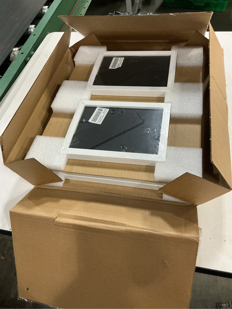 Condition photo showing New/Like New for golden state art, gallery wall frames, 11x14, 8x10, 5x7 multiple photo frames collage for wall or tabletop displays with mat or without mat (white, 7 pack) 7 pack white