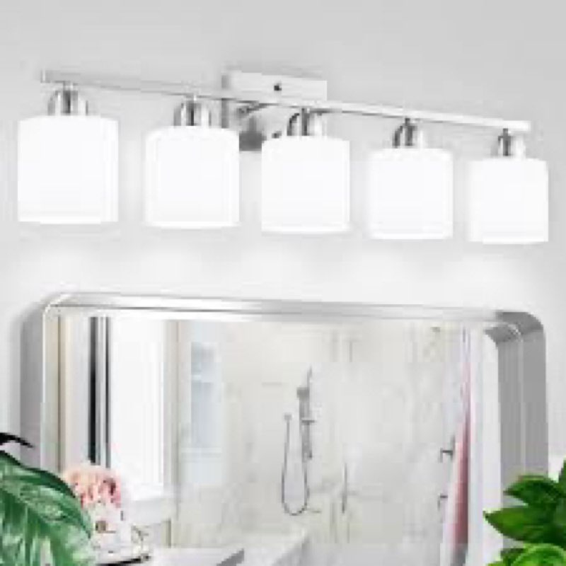 5-Light Vanity Lights - Brushed Nickel Bathroom Lighting Fixtures with Clear Glass Shade, Modern Wall Light for Bathroom, Bedroom, Living Room Brushed Nickel 5 Lights
