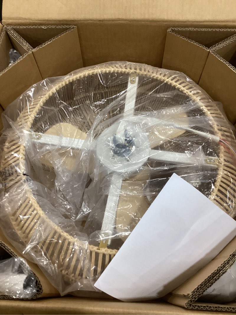 Condition photo showing Good Condition for 20" Caged Ceiling Fan with Light, Rattan Boho Chandelier Ceiling Fans with Lights Remote Control, LED Dimmable Lighting with 6 Speeds for Bedroom, Nursery, Living Room