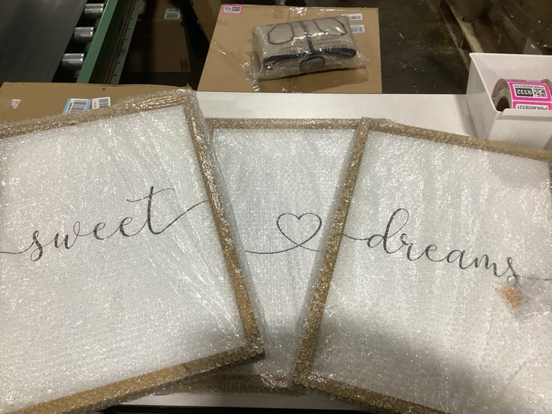 Condition photo showing Good Condition for Set of 3 Sweet Dream Sign Bedroom Wall Decor Above Wed Wall Sign Farmhouse Wall Decor for Home Bedroom And Living Room (Brown, 16"x24") 16"x24" Brown