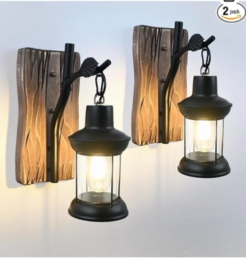 Rustic Wall Light Fixtures Vintage Wall Sconces Sets of (1)Farmhouse Antique Wooden Wall Lamps with Clear Glass Mounted Lighting Black Bedside Sconces Lighting for Bar Cafe Barn Stairs