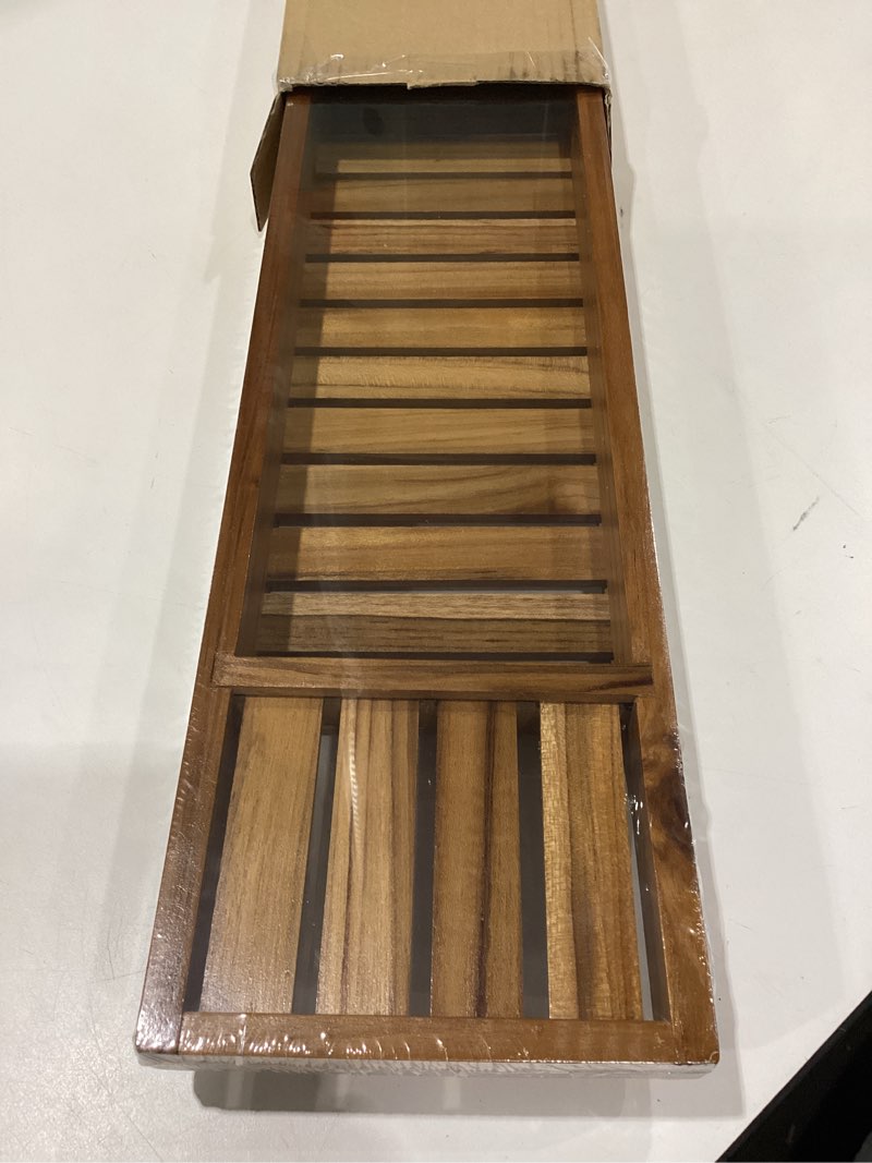 Condition photo showing New/Like New for vaefae teak bathtub tray, wooden bath caddy for bathtub, bath tub wood table for tub 33.8" x 6" x 1.8"