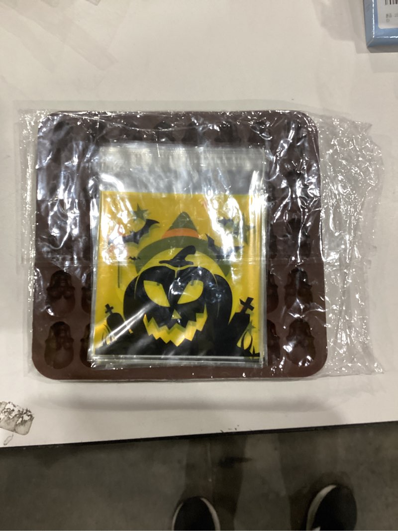 Condition photo showing As Is for Mini Skull Silicone Molds for Chocolate with Candy Bags, 3 PCS Halloween Chocolate Molds Silicone for Chocolate Gummy Candy Wax Melts Ice Cube Jelly Non-Stick Oven Safe