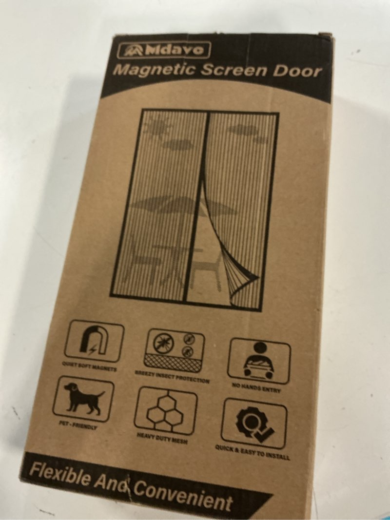 Condition photo showing New/Like New for magnetic screen door?screen door mesh?keep bugs out, heavy-duty mesh curtain,pet and kid friendly, works with front doors, sliding doors fit door size 38 x 82 inch black/white