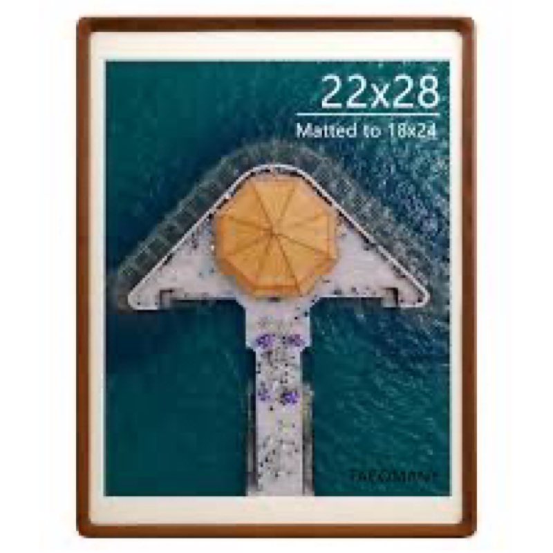 Handcrafted Natural Wood Picture Frame with Mat for Wall and Tabletop display (Walnut, 22x28 matted to 18x24) Walnut 22x28