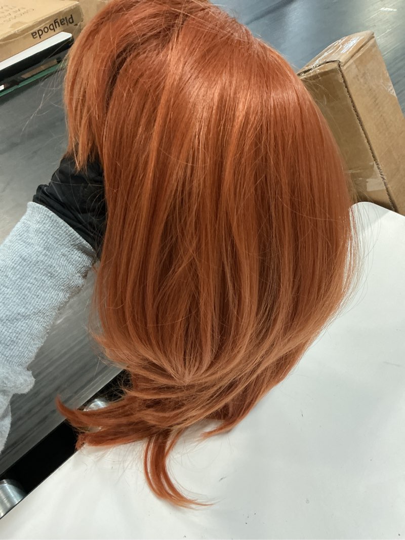 Condition photo showing Good Condition for rugelyss long auburn wig with bangs layered curly copper red wigs for women natural ginger synthetic wigs for daily use