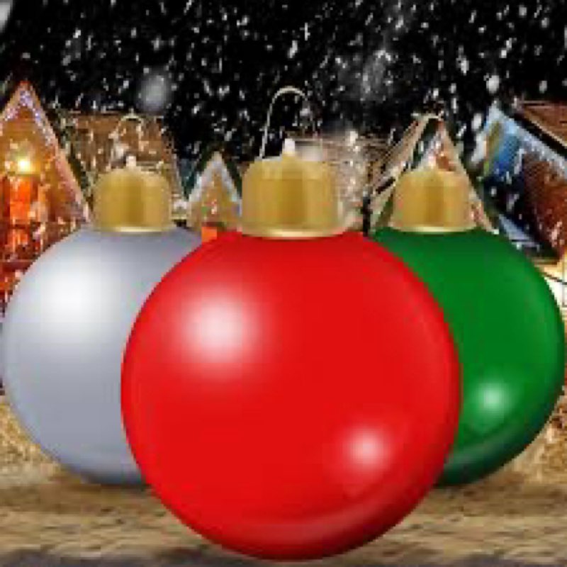 Jetec 3 Pcs 36 Inch Outdoor Christmas Decorations Giant PVC Inflatable Christmas Balls Ornament Infl