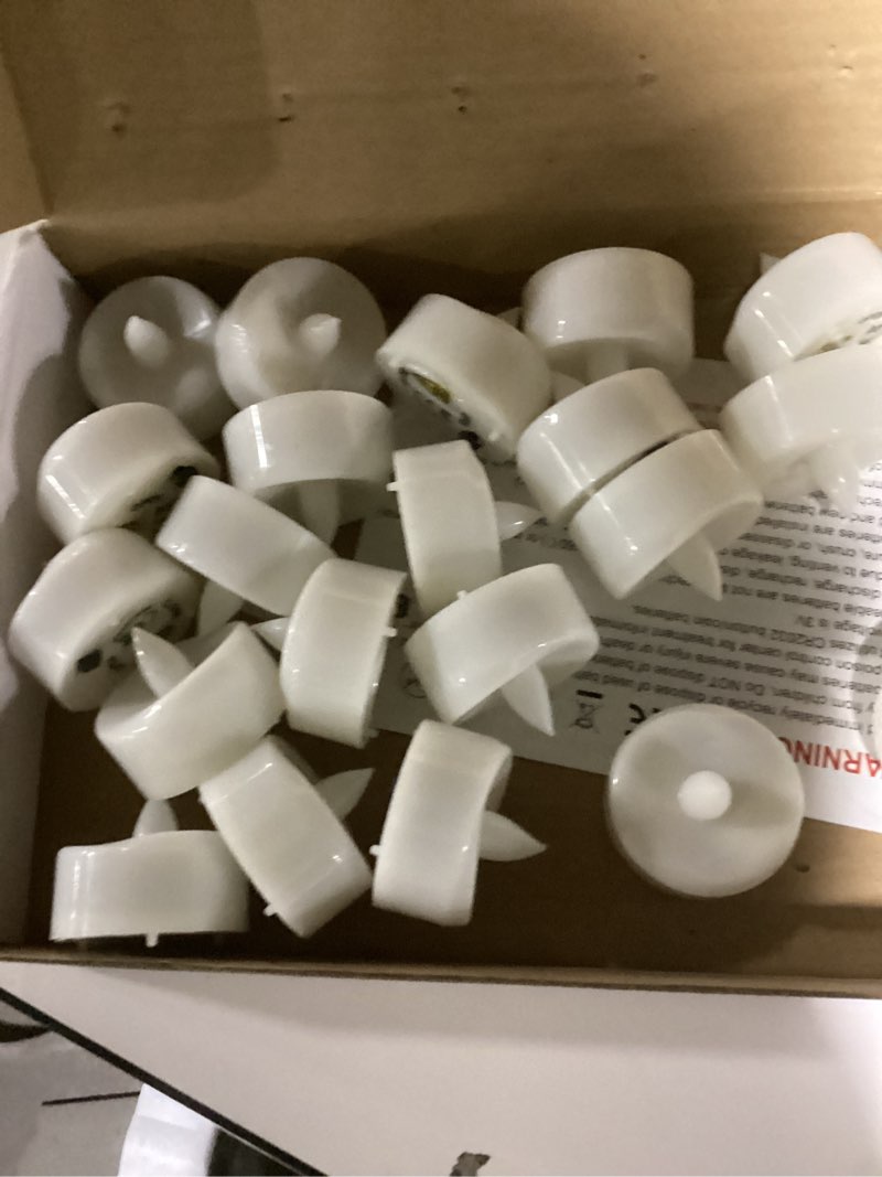 Condition photo showing New/Like New for LED Candles, Tea Lights Candle Battery Operated, 24-Pack 200+Hours Flameless Tealight Candle, Realistic Tea Lights for Halloween Christmas Wedding, Pure White Light Pure White 24-Pack