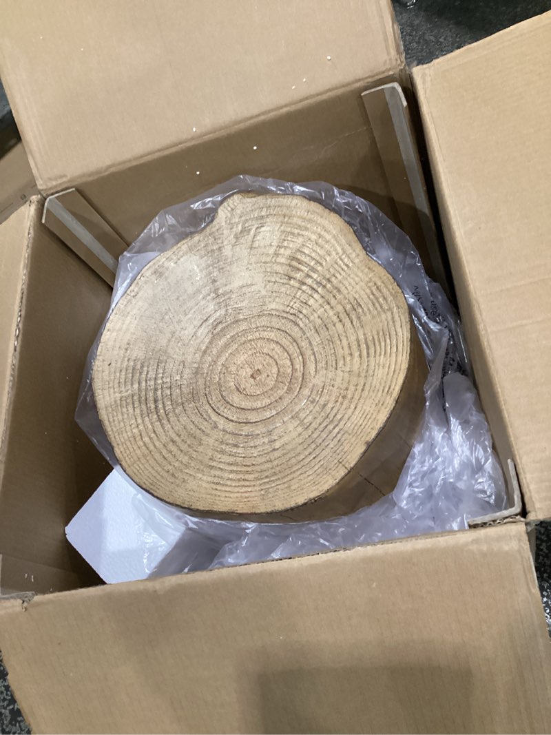 Condition photo showing Good Condition for Christopher Knight Home Nelda Patio Lightweight Concrete Coffee Table, Indoor and Outdoor Table for Garden/Backyard/Poolside/Balcony, MGO Wood Stump Outdoor Side Table with No Assembly, Light Brown