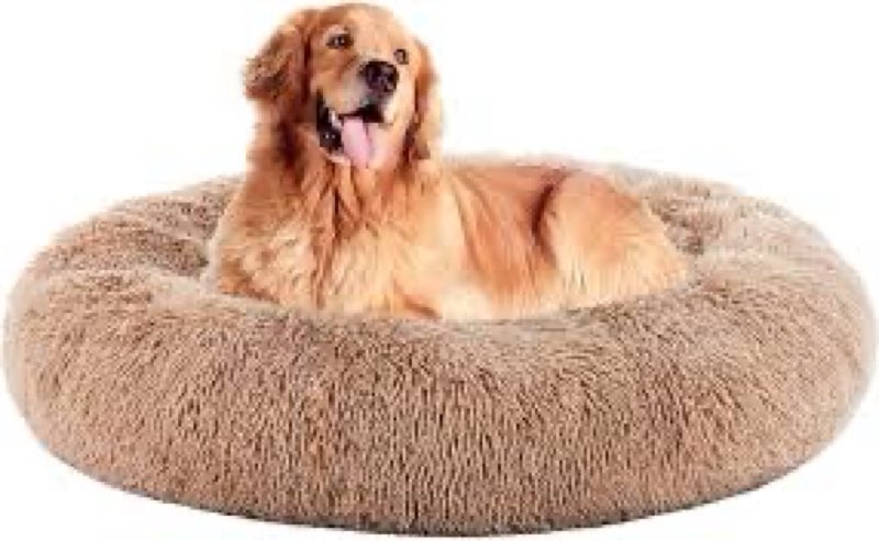 dumos 37.4x37.4 inch calming donut dog beds for large dogs, machine washable cuddler warming cozy fl