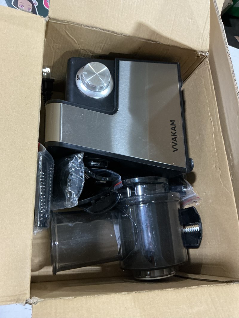 Condition photo showing Good Condition for Electric Cheese Grater,5-In-1 Electric Grater,300W Salad Maker,Electric Slicer with One-Touch Control,Food Electric Slicer Shredder,Graters for Kitchen for Vegetables Cucumber Carrots Cabbage Nuts