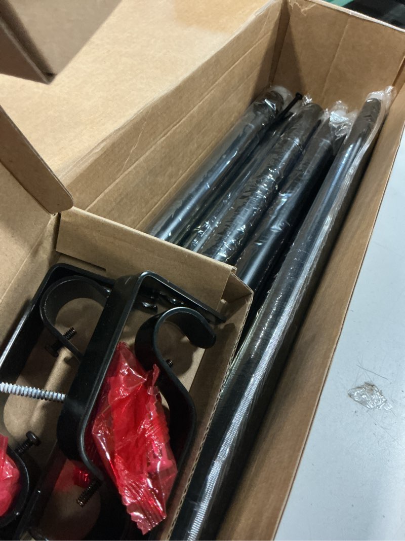 Condition photo showing Good Condition for kamanina black curtain rod for windows 72 to 144 inches (6-12ft) long heavy duty curtain rods, 7/8 inch adjustable drapery rods with decorative netted texture finials black 72-144"