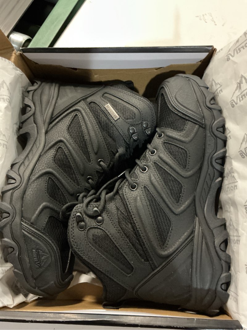 Condition photo showing New/Like New for nortiv 8 men's ankle high waterproof hiking boots outdoor lightweight shoes trekking trails armadillo 7.5 black