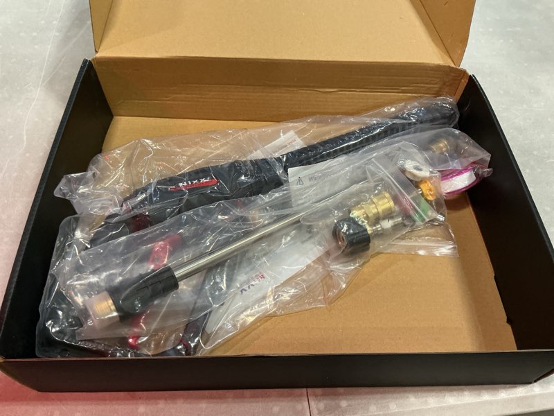 Condition photo showing Good Condition for pressure washer gun with power wash extension wand 4000psi, 5 sprayer nozzle tips, pressure washer adapter set quick connect kit, high pressure washer accessories black