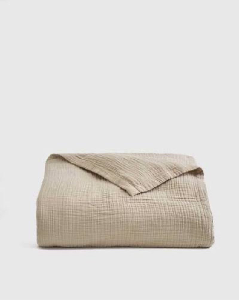 quince organic cotton gauze blanket tan king 