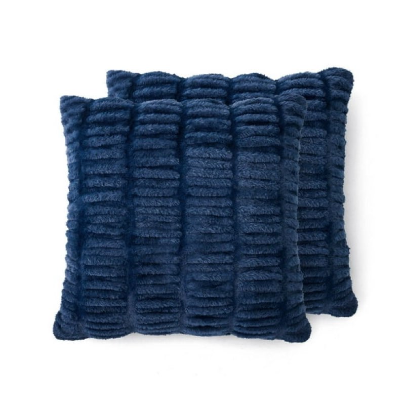 Condition photo showing New/Like New for member's mark 2-pack ruched faux fur decorative pillows, 22" x 22"