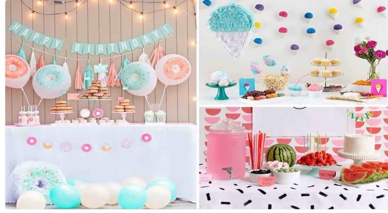 assorted of articles for decoration of different theme parties (it can include a variety of styles, colors, colors and themes'
