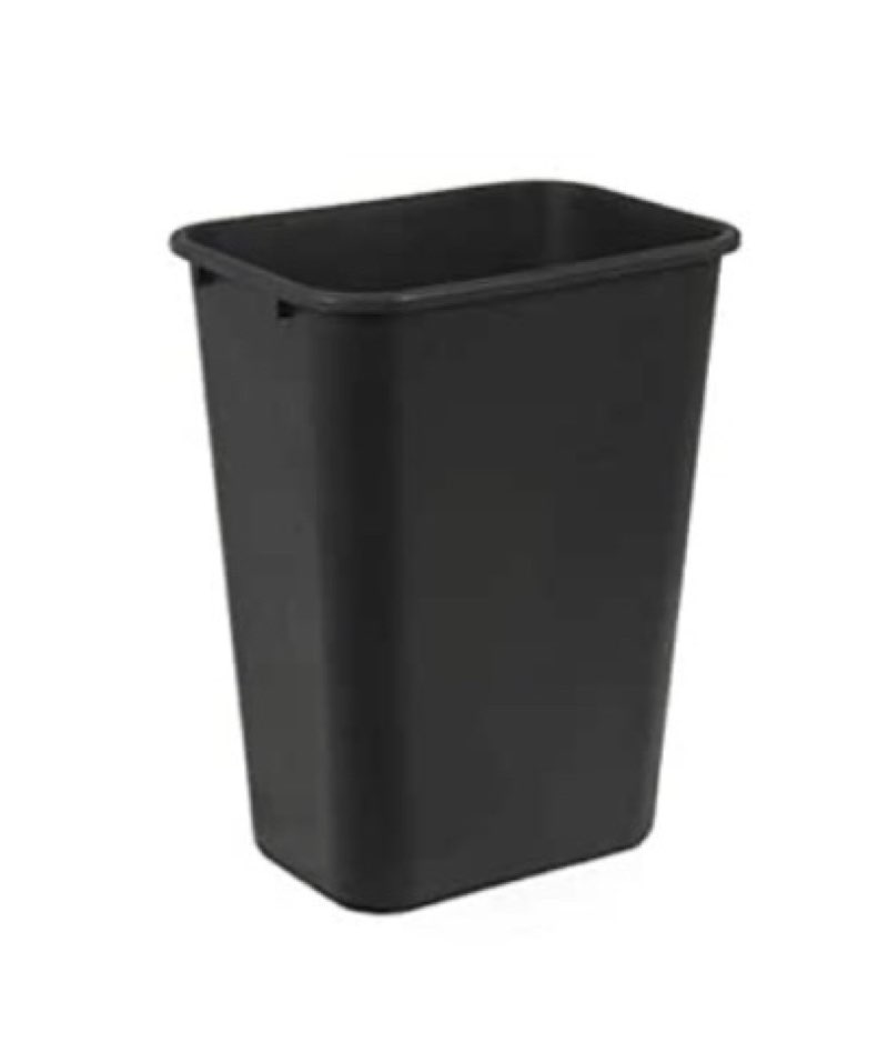 Amazon Basics Trash Can, Rectangular Commercial Office Wastebasket, 10 Gallon (Pack Of 2), Black