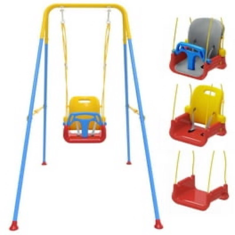 G TALECO GEAR Toddler Swing with Soft Cushion, Foldable Swing Sets for Backyard, Easy to Install, Adjustable Baby Swing Outdoor for 0~10 Years, Blue Clearance