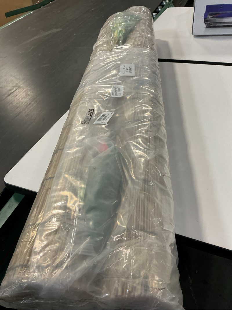 Condition photo showing New/Like New for 12 Pack Sukkah Kit Decorations for Sukkot 2 Pcs 3.9x9.8ft Natural Reed Bamboo Fencing 8 Pcs Palm Leaves 7.7ft Hanging Pomegranate Garland Sukkah Tent Supplies for Jewish Holiday Party Outdoor Decor