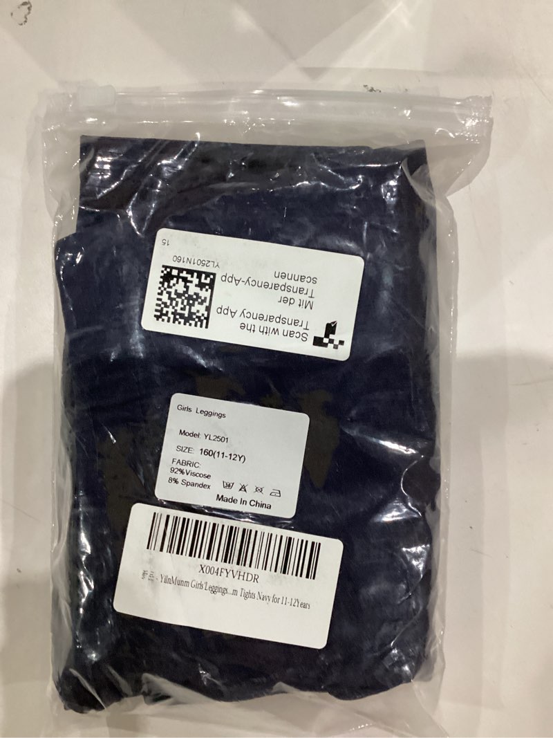 Condition photo showing New/Like New for Stretchy Footless Girls' Leggings: Easy Pull-On Warm Tights 4-12 Year Olds Comfortable Heel-Free All-Day Navy 11-12 Years