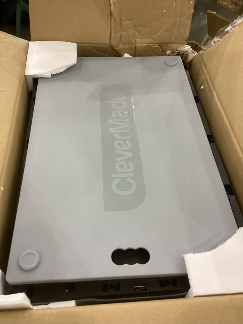 clevermade collapsible storage bins with lids - stone 3 pack 46l - plastic containers stackable orga