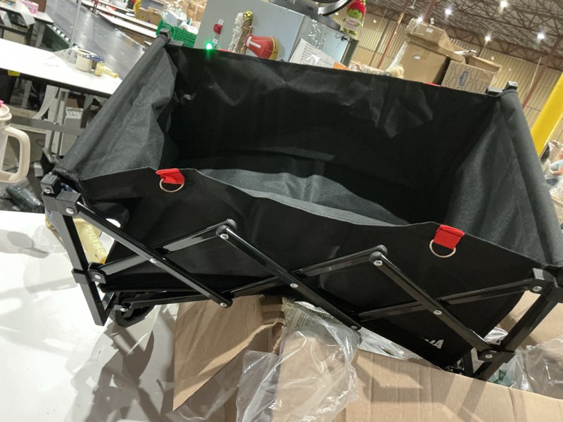 Condition photo showing As Is for hikenture wagons carts foldable 330lbs, heavy duty collapsible wagon | utility wagon for grocery, garden, camping & sports gear; one-hand fold; 360-degree wheels; built-in wheel brake