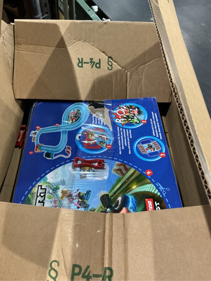 Condition photo showing As Is for carrera first nintendo mario kart slot car race track - includes 2 cars: mario and luigi - battery-powered beginner toy racing set for kids ages 3 years and up