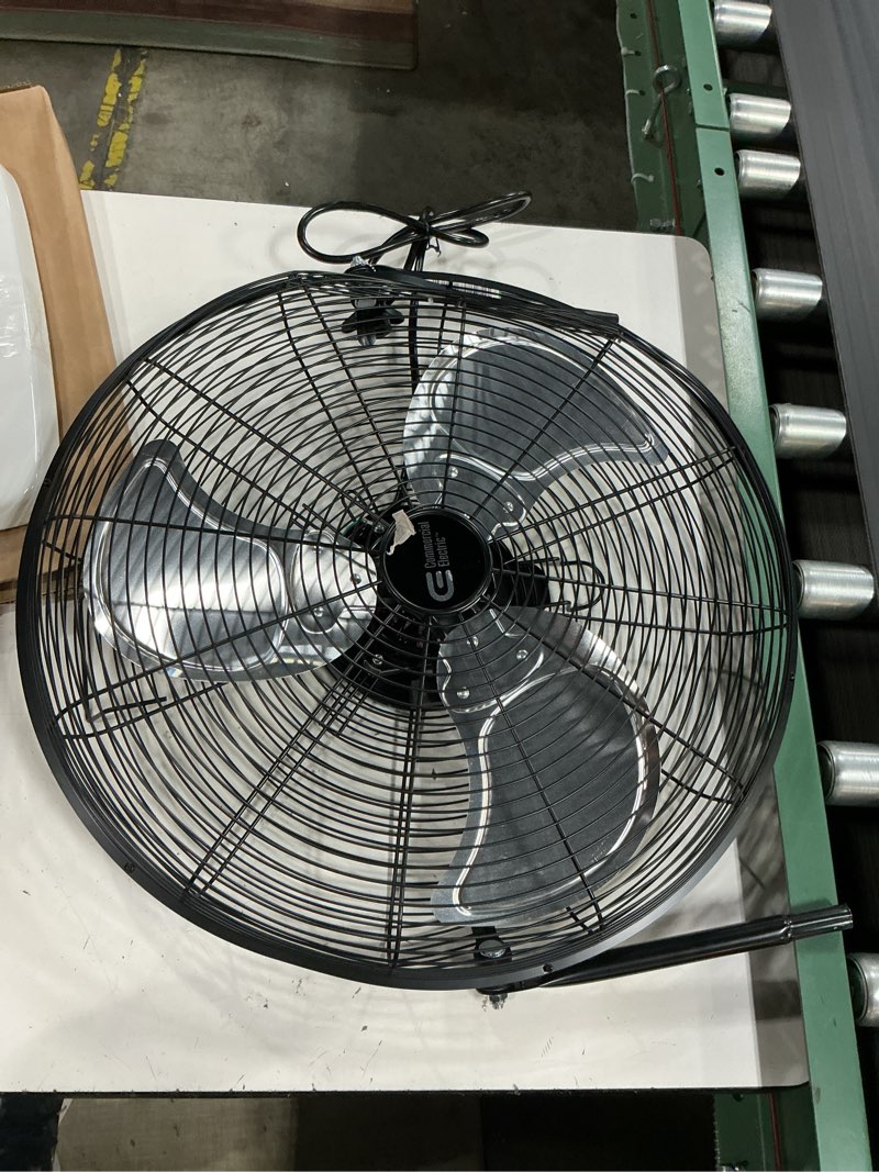 Condition photo showing As Is for 20 in. 3-speed high velocity floor fan