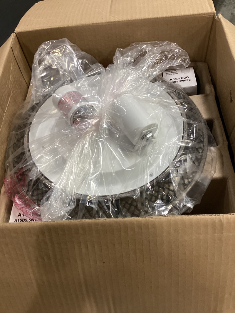 Condition photo showing As Is for harbor breeze ceiling fan light kit #1100336 bronze finish white frosted glass