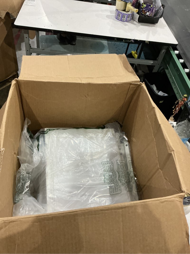 Condition photo showing As Is for songmics dresser for bedroom, chest of drawers, steel, mdf, 4 non-woven fabric drawers, storage organizer unit, closet, entryway, cloud white and snow white ulgs314w01s cloud white + snow white 11.8"d x 15.6"w x 37.5"h (4 drawers)