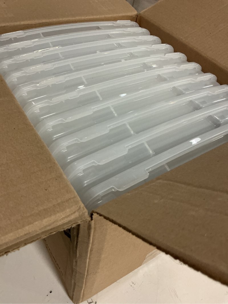 Condition photo showing Good Condition for IRIS USA Board Game Storage Craft Organizer Box with Snap-Tight Latch Lid, 10-Pack Portable Plastic Case Bin for Puzzles, Magazines, Hobbies, Art Supplies, Fits 8.5" x 11" & A4 Papers, Slim, Clear