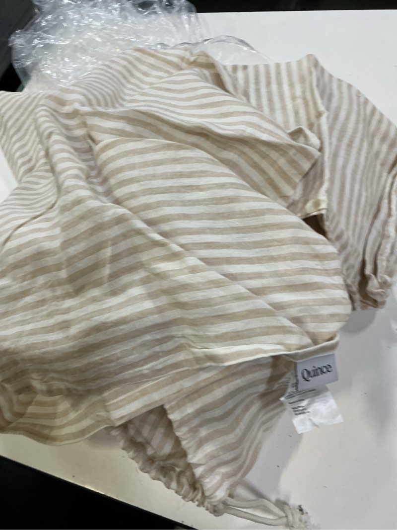 Condition photo showing Good Condition for european linen stripe duvet cover set, king/cal king, natural/white stripe