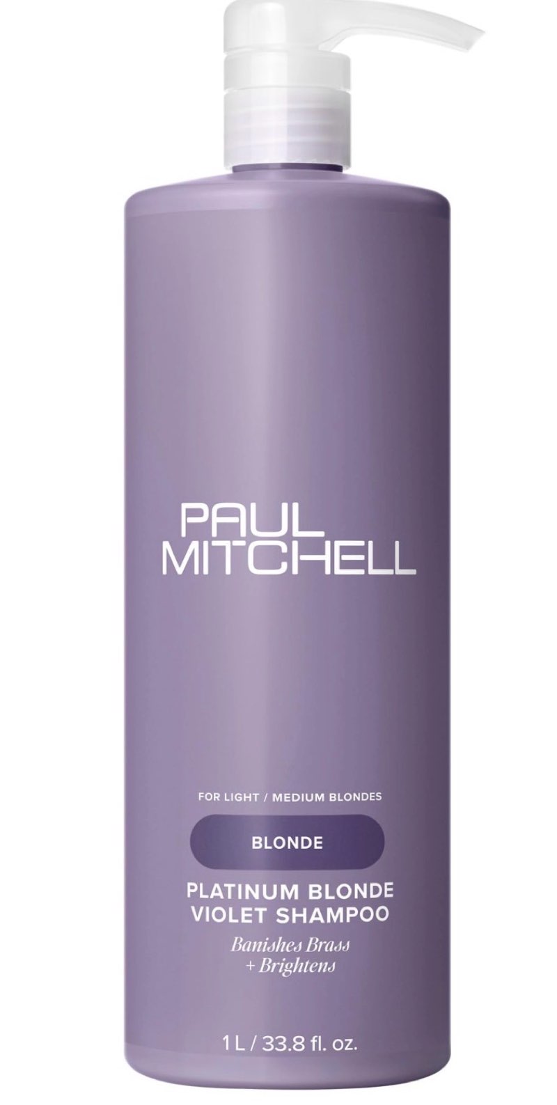 Paul Mitchell Platinum Blonde Violet Shampoo, Banishes Brass + Brightens, Ideal for Light to Medium Blonde, Silver, Gray or White Hair